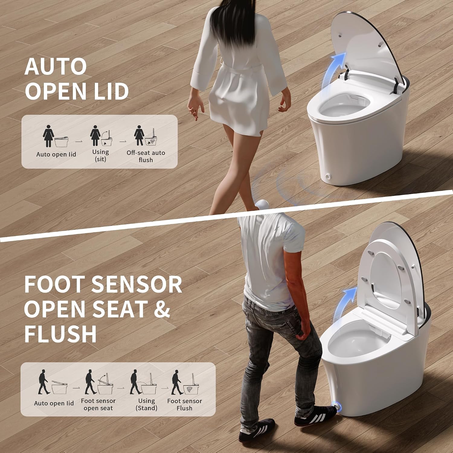 DeerValley Smart Toilet Auto Open & Close One Piece Tankless Toilet with Bidet Built in Auto Flush Warm Water Air Dryer Heated Seat Intelligent Water Filter for Modern Luxury Smart Home - DV-1S0019Pro