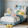 IDEALHOUSE Twin XL Bed Frames, Upholstered Platform Bed Frame with Bookcase Headboard, Velvet Platform Bed Mattress Foundation, Heavy Duty Steel Support Legs, Easy Assembly, Noise Free, Blue