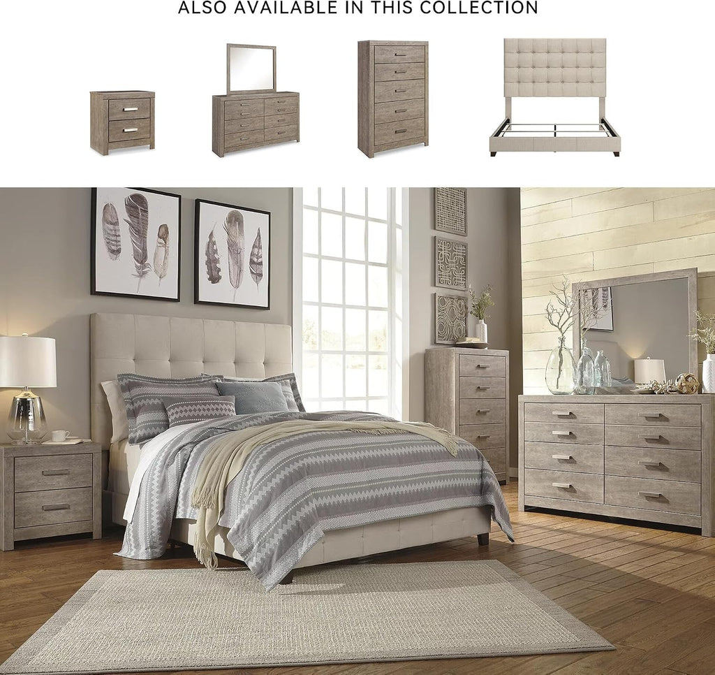 Signature Design by Ashley Dolante Queen Size Upholstered Tufted Bed Frame, Beige