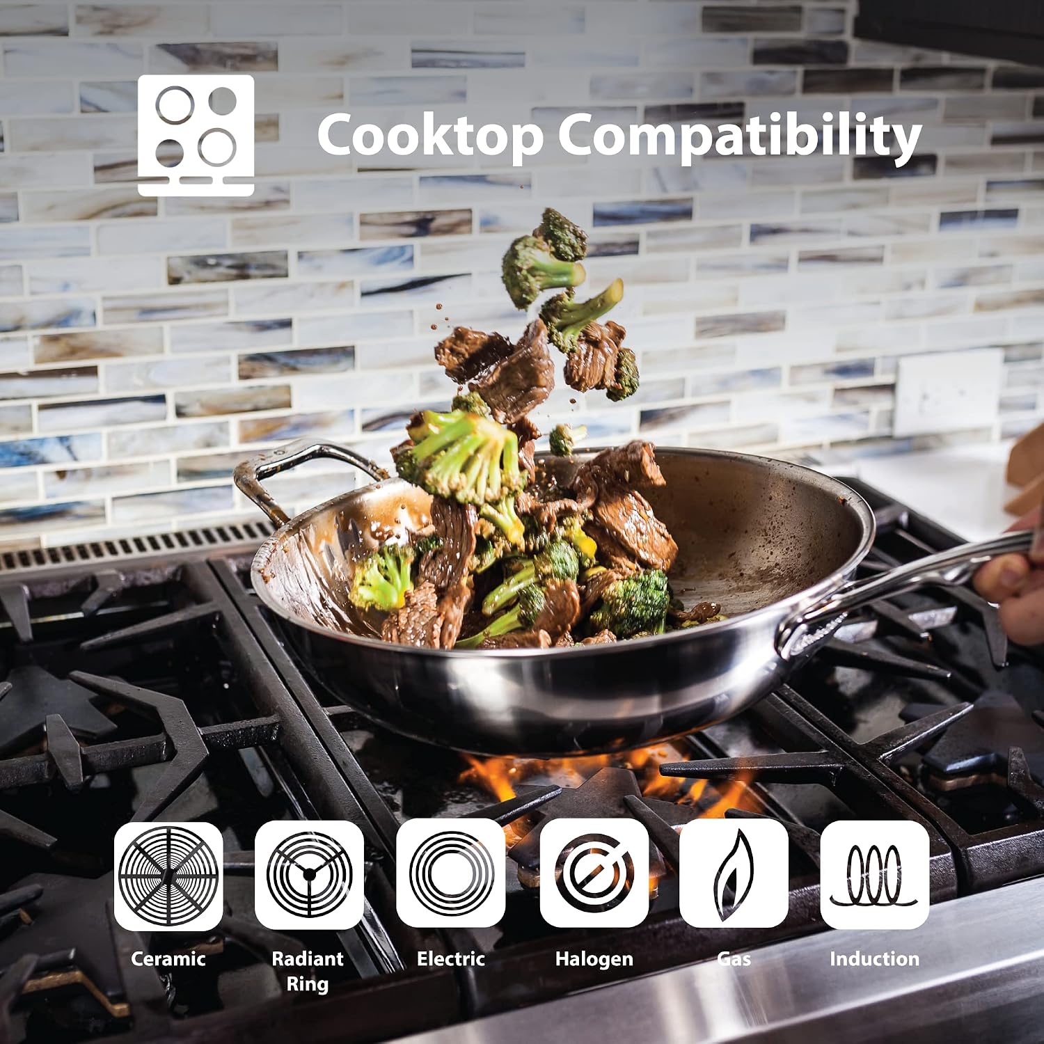 Swiss Diamond Premium Clad 5-Ply Stainless Steel 4.2 Quart Sauté Pan with Lid Included and Satin Exterior Finish, 11 Inch Inch Induction Compatible Skillet - Oven and Dishwasher Safe