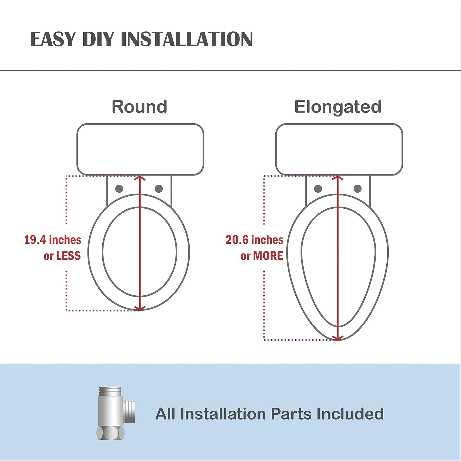 Lotus Bidet ATS-500 Elongated | Heated Toilet Seat with Adjustable Warm Water Wash, Stainless Steel Nozzle, Side Control Panel, Warm Air Dryer, Eco Mode, Easy DIY Installation
