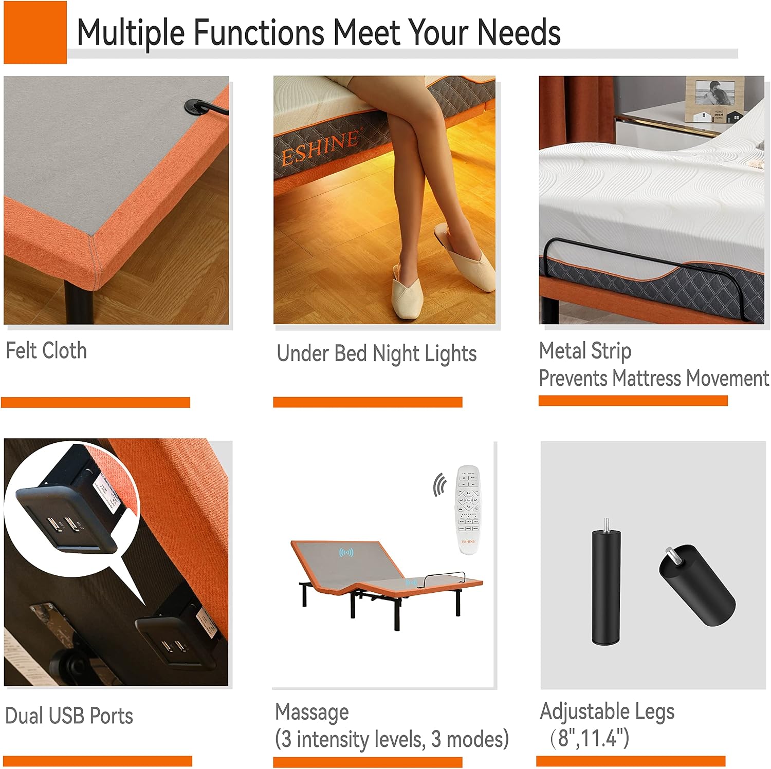 Split King Adjustable Bed Frame with Mattress - 14' Luxury Hybrid Mattress, Smart APP Contorl, Massage, Zero Gravity, Anti-Snore, 5 Minutes Installation, Head and Foot Incline, Medium Soft, Split King