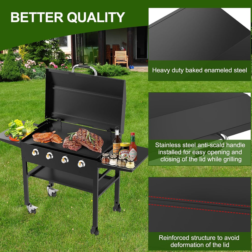 Universal Back Hinged Lid with Durable Handle for 36' Griddles, Griddle Hard Cover Hood for Blackstone 36 Inch 2149 2122 1565 1554 1560 1899 1863 1825 1818 1836 1866 1841 and Other Brand 36' Griddle