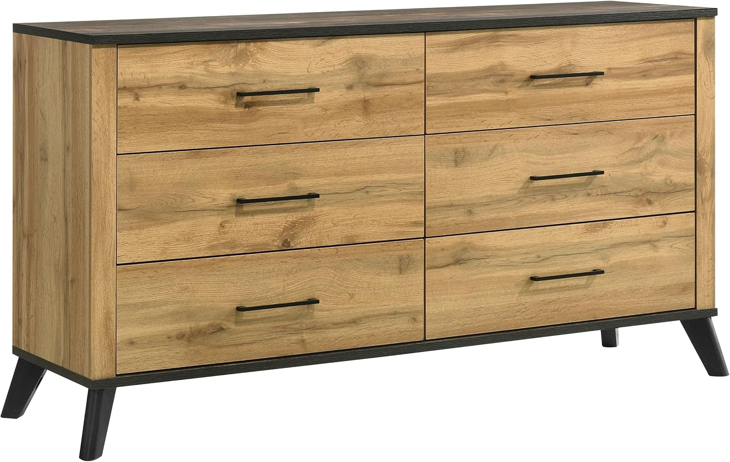 Coaster Home Furnishings Kaywood Mid-Century Modern 4-Piece Bedroom Set Twin Size Panel Bed Frame 52-inch Headboard Weathered Brown and Natural Pine 225001T-S4