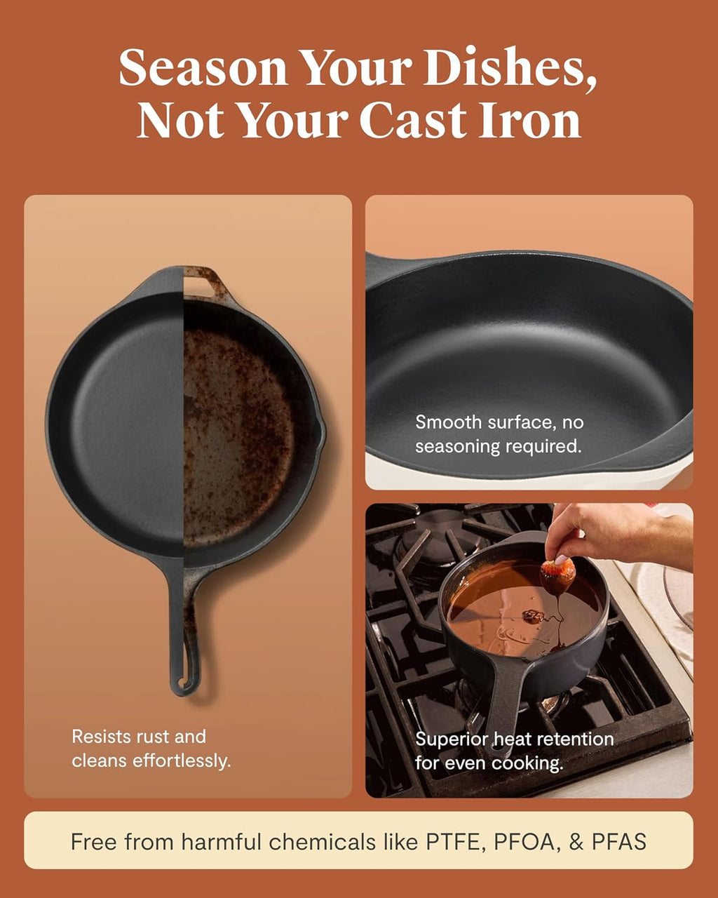 Caraway Enameled Cast Iron Bundle - 8' Mini Skillet, 1.8 qt Sauce Pan with Lid & Storage Organizer - Durable, Non-Toxic Cookware for Stovetop & Oven - No Seasoning Required - Midnight Blue