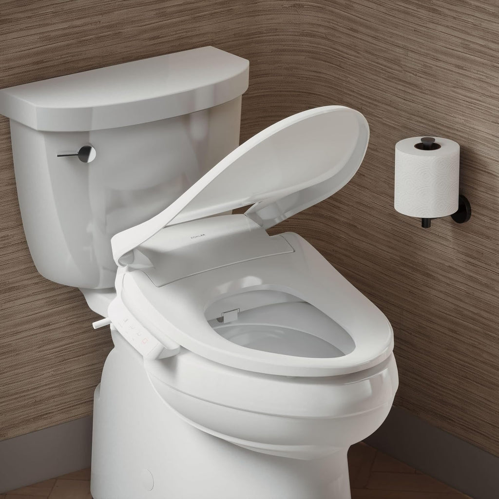 Kohler PureWash E525 Elongated Heated Bidet Toilet Seat, White, Warm Water, Quiet-Close Lid, Self-Cleaning Wand, Adjustable Water Pressure, Side Panel Controls, Easy Installation Bidet Attachment