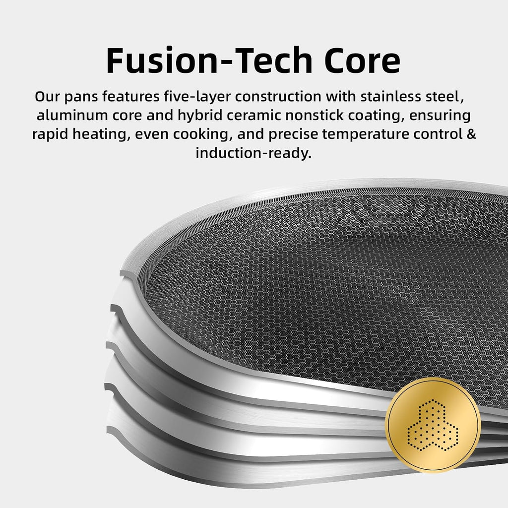 DELUXE Hybrid Ceramic Nonstick Griddle Pan,13-Inch,Stay-Cool Handle,Dishwasher&Oven Safe,Induction-Ready,PFOA Free Compatible with All Cooktops