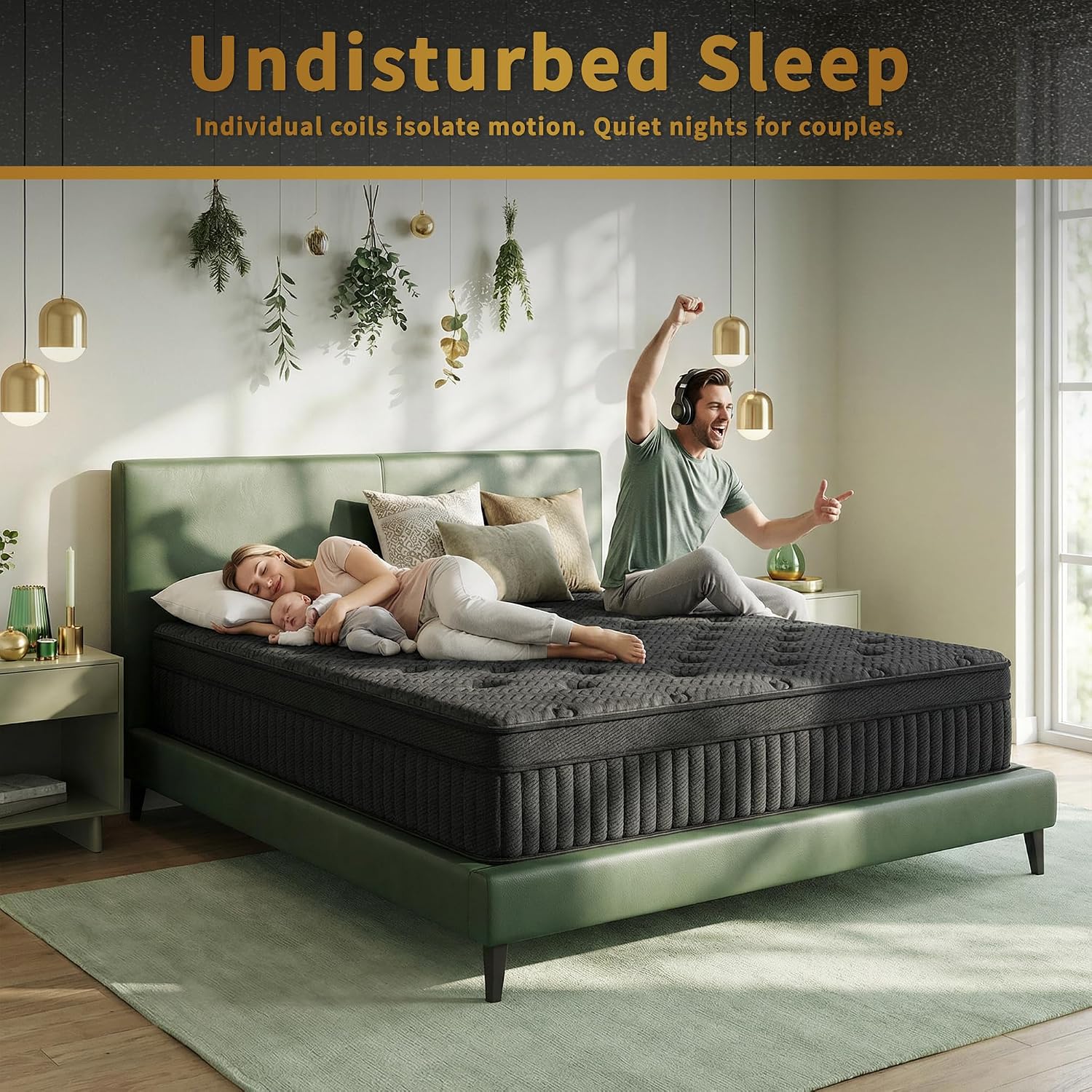 inight 12 Inch King Hybrid Mattress, Medium Firm Balanced Support with Nebulign Foam & Pocket Springs, Pressure Relief for Average Weight (130-230lbs), Fiberglass-Free, CFR 1633 Compliant