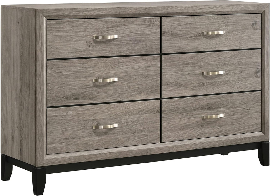 Coaster Home Furnishings - Watson - Wood - 5-Piece Bedroom Set with Panel Headboard and Groove Details - Bedroom - Twin Size - Light Taupe - 215911T-S5