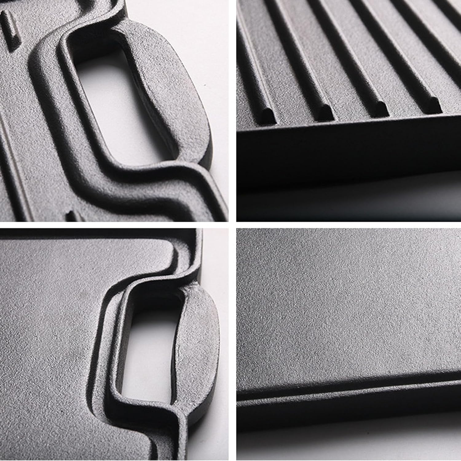 Cast Iron Grill Pan, Cast Iron Rectangular Even Heating Grilling Plate Cast Iron Griddle Stove Top Grill With BBQ Grill Plate for Meats Seafood Vegetables