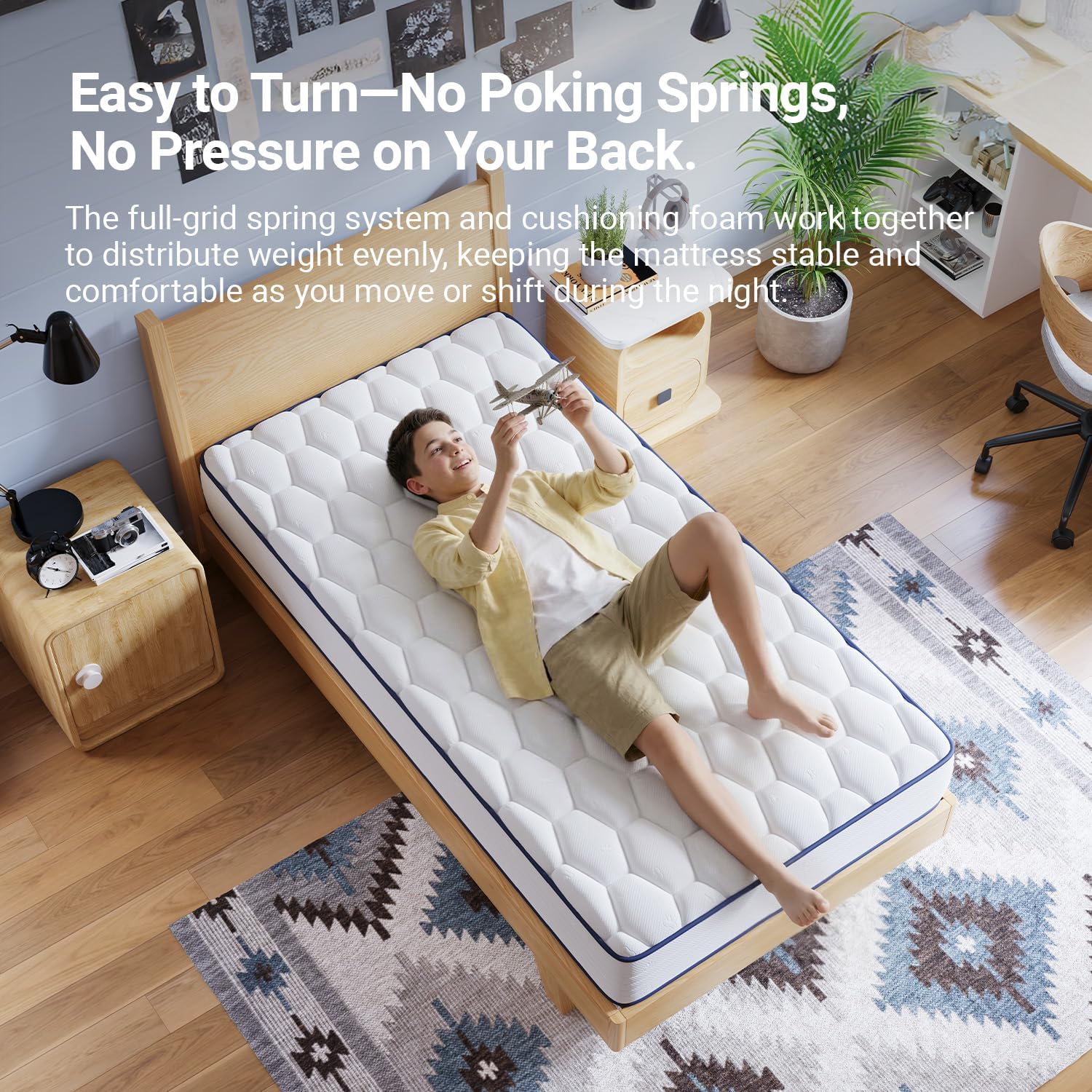 Avenco 6 Inch Twin Mattress for Deep Sleep, Twin Size Mattresses with Innerspring for Pressure Relief, Foam and Spring Hybrid Colchones Breathable Cover CertiPUR-US Certified Bed Mattress in a Box