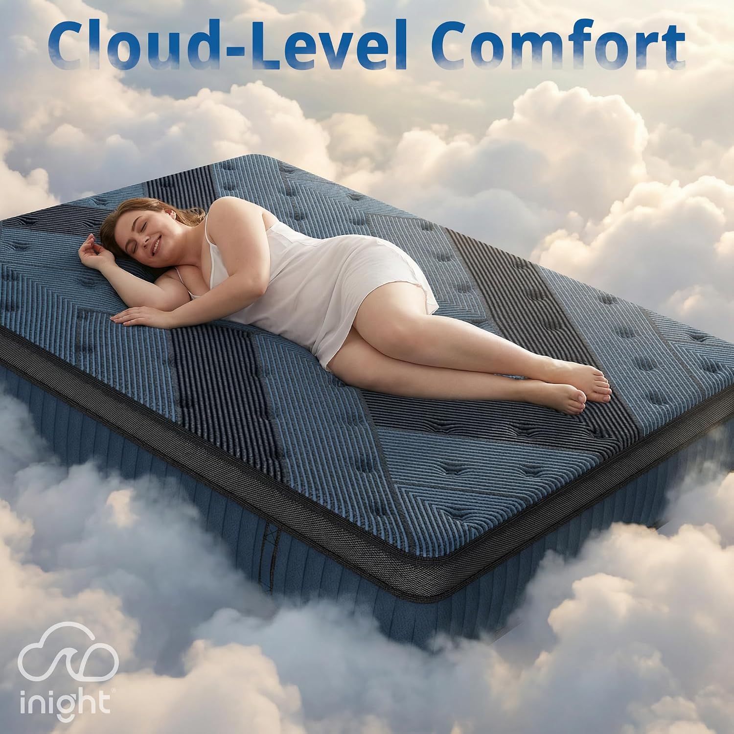 inight 10 Inch Twin Size Hybrid Mattress, Medium Firm Support for Average Weight (130-230lbs), Supportive Nebulign Foam & Silent Pocket Coils, Fiberglass-Free, CFR 1633 Compliant