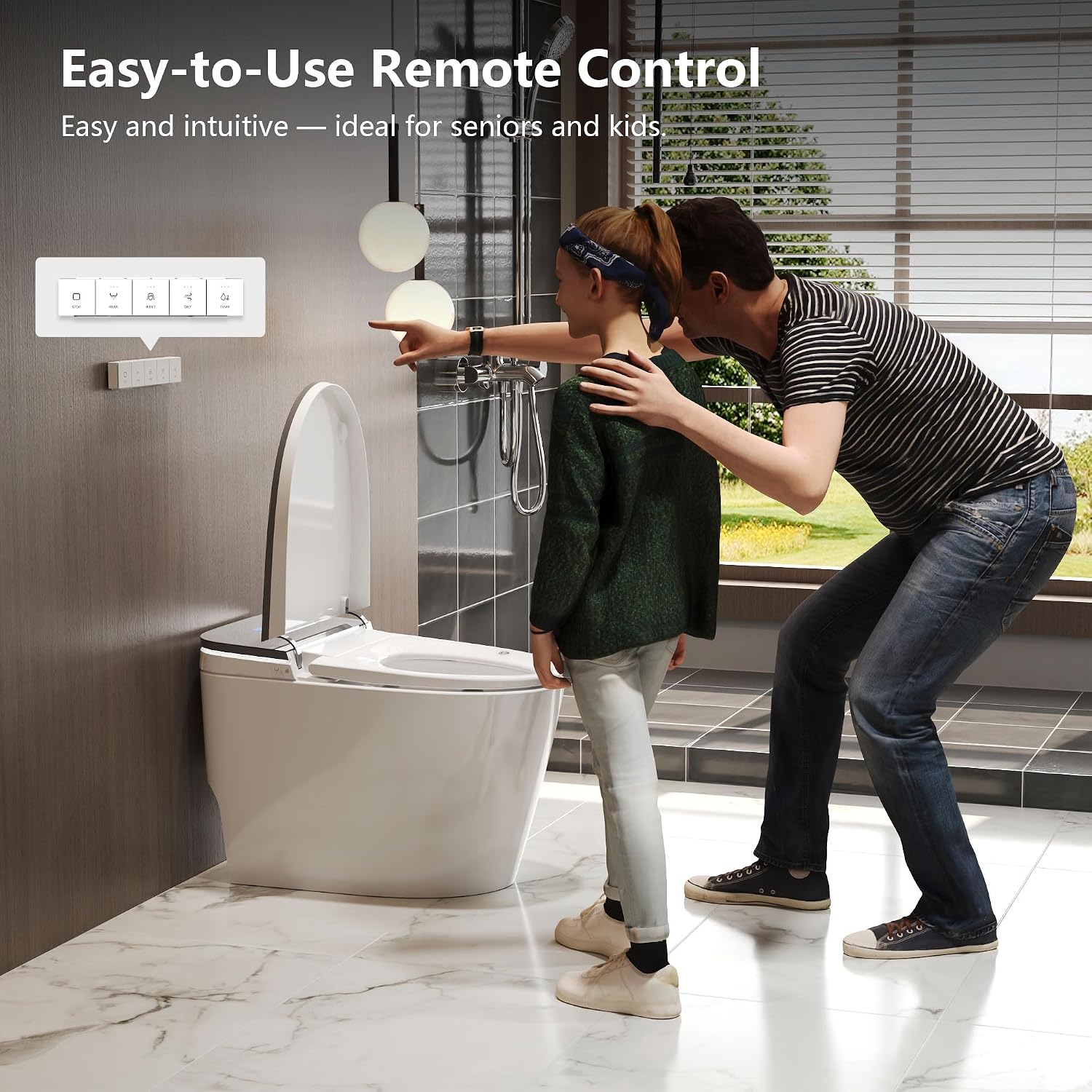 DeerValley Smart Toilet with Bidet Built in, One Piece Bidet Toilet with Auto Open/Close, Water Filter, Foam Shield, Pump Assisted, Elongated Seat, Dryer, Deodorizing, ADA Height for Modern Smart Home