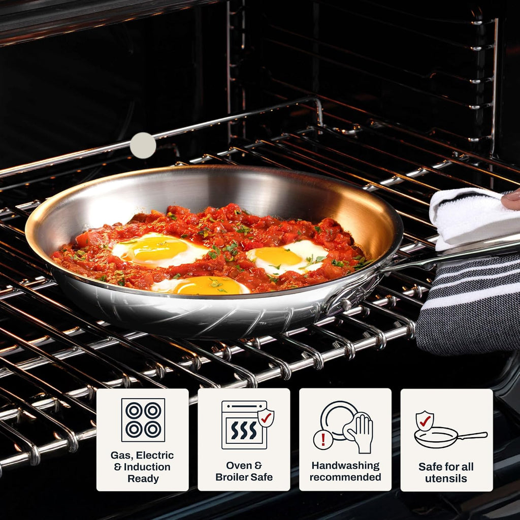 All-Clad D3® Stainless Steel 8 inch Frying Pan- Made in the USA- The Original Bonded Professional Cookware- Oven Safe & Induction Compatible