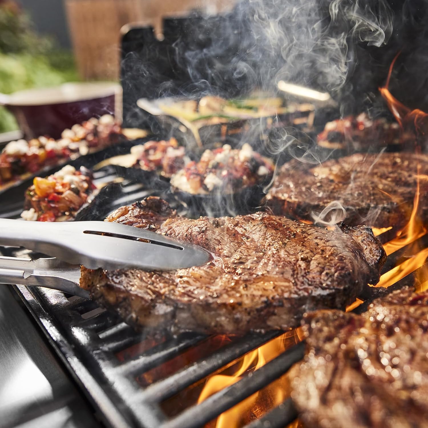 Weber Genesis E-335 Liquid Propane Gas Grill for Outdoor Cooking, 3 Burners and 1 Side Burner, Black – Porcelain-Enameled Cast-Iron Grates, PureBlu Burners & Sear Zone