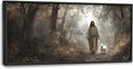 Vintage Christian Large Wall Art Framed Religious Wall Decor for Living Room Jesus Lamb Pictures Oversized Canvas Print Painting Modern Extra Large Artwork for Bedroom Office 60'x30'