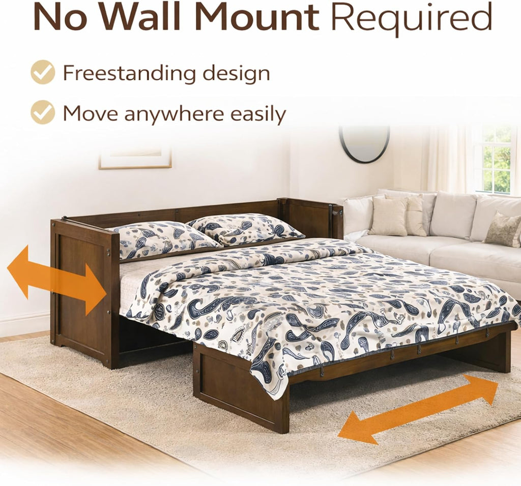 NIGHT & DAY Furniture Murphy Cube Cabinet Bed (Rustic Brown w/Ranchero Hardware, Queen)