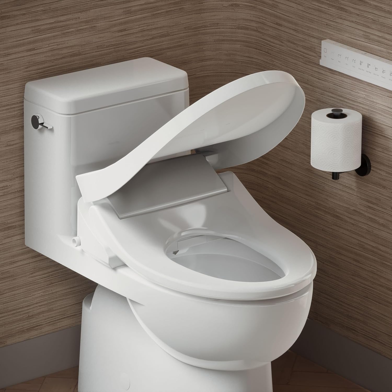 Kohler PureWash E815 Elongated Bidet Toilet Seat, Warm Water, White with Remote Control, Self Cleaning Wand, Adjustable Spray Controls, Heated Seat, Easy Installation Bidet Attachment