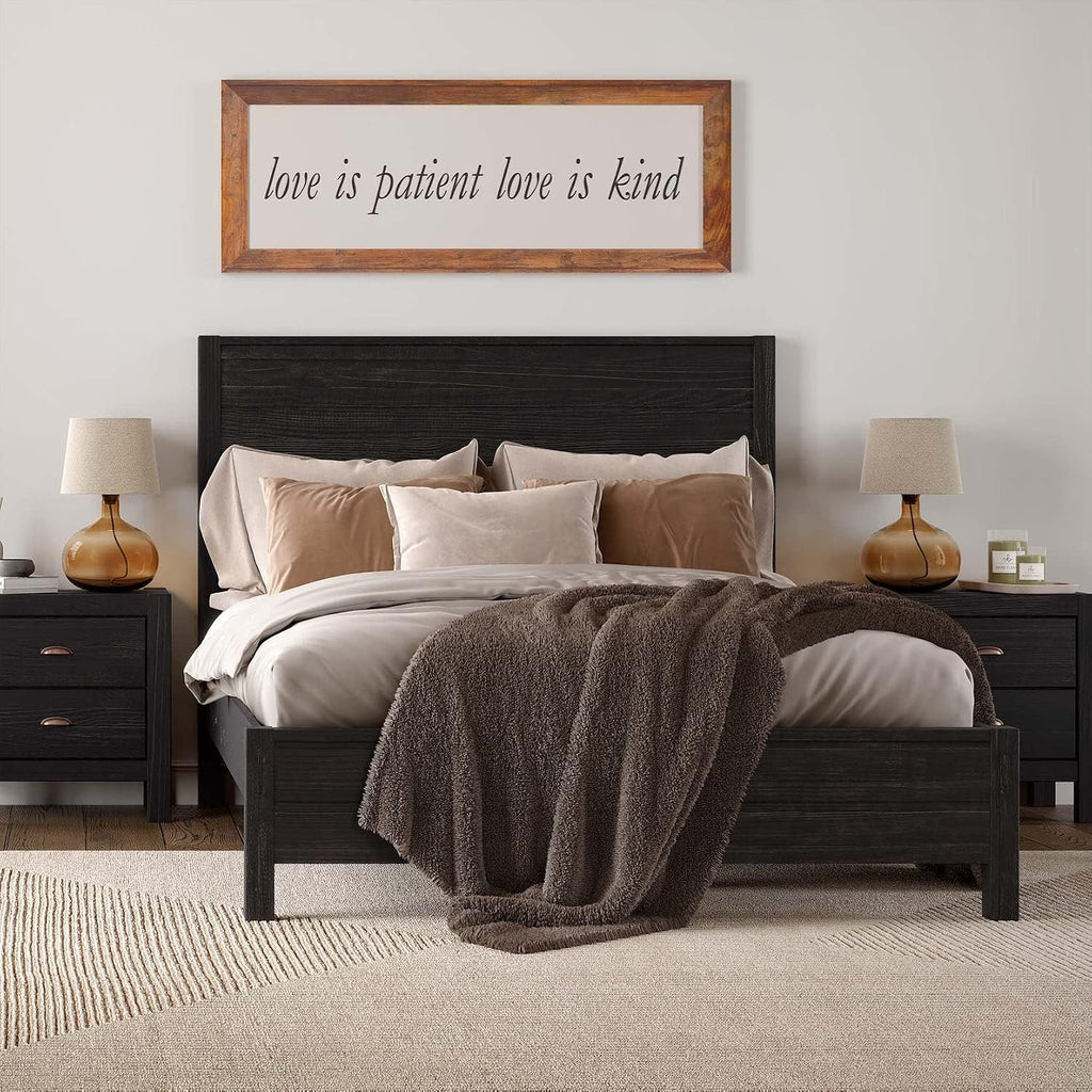 Grain Wood Furniture Montauk Solid Wood Bed, Twin Size, Farmhouse Black