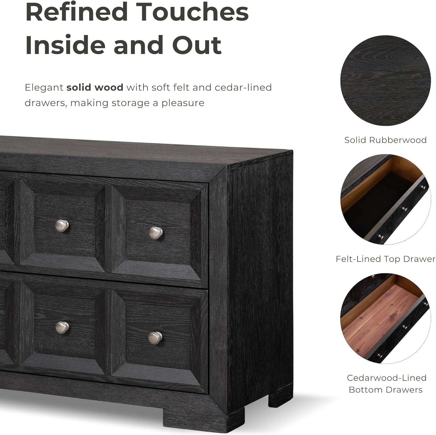 Furniture of America Dannen Modern Wood 3-Piece Bedroom Set with Panel Bed, Cedarwood-Lined Bottom and Felt-Lined Top Drawers on Oversized Nightstand, Box Spring Required, King, Tawny Brown
