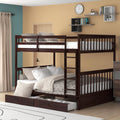 Harper & Bright Designs Full Over Full Bunk Bed with 2 Drawers, Solid Wood Platform Bed with Ladder, Full Length Guardrail and Headboard, No Spring Box Needed, Espresso