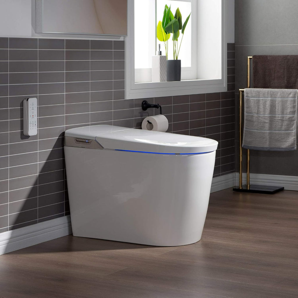 WOODBRIDGE B0980S Intelligent Smart Toilet, Auto Open & Close, Auto Flush,Heated Integrated Multi Function Remote Control, with Advance Bidet and Soft Closing Seat, White