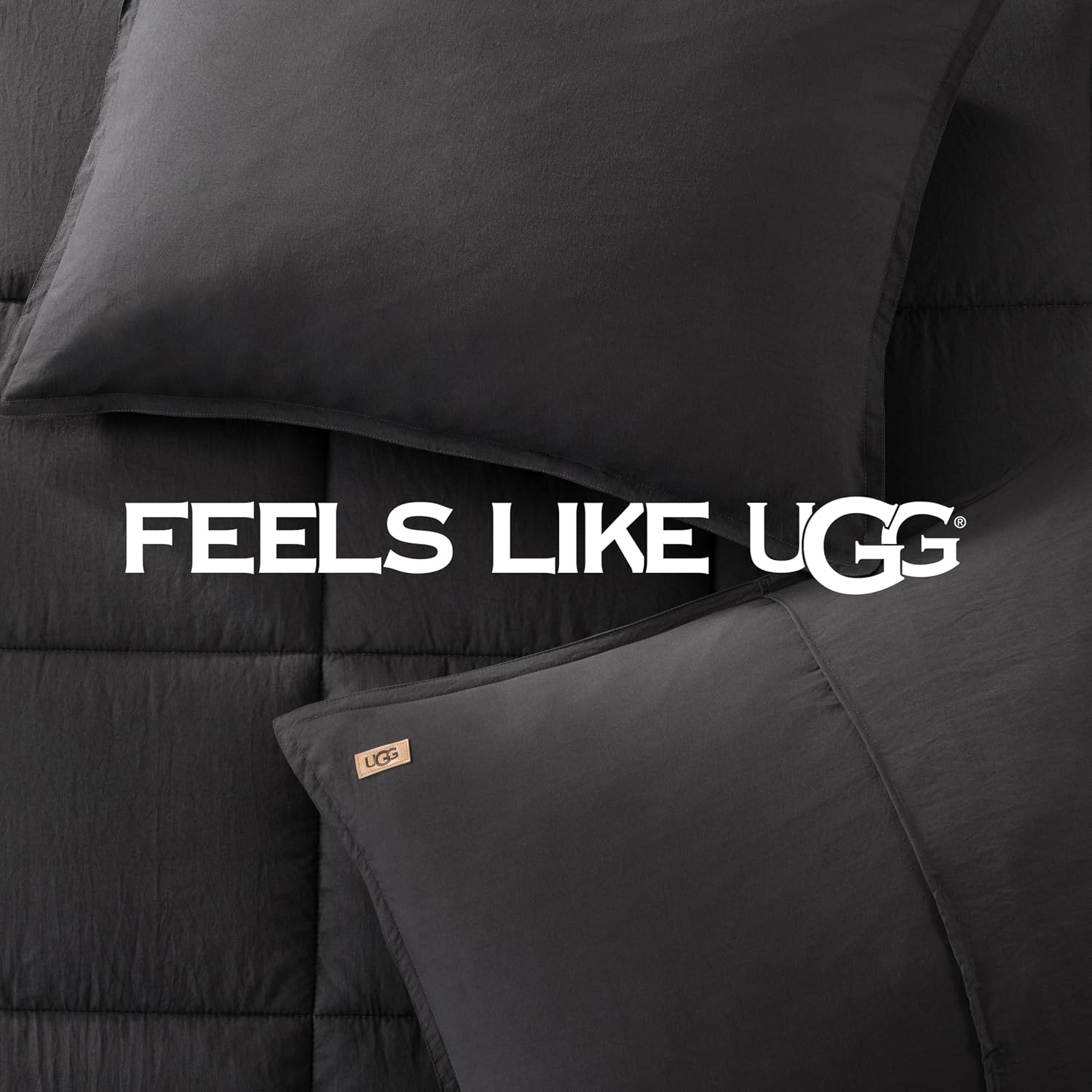 UGG Leonora Comforter Set with 2 Pillow Shams Lightweight Down Alternative Blanket Reversible Cozy Warm All Season Washable and Hypoallergenic Bedding Set, King, Charcoal Grey