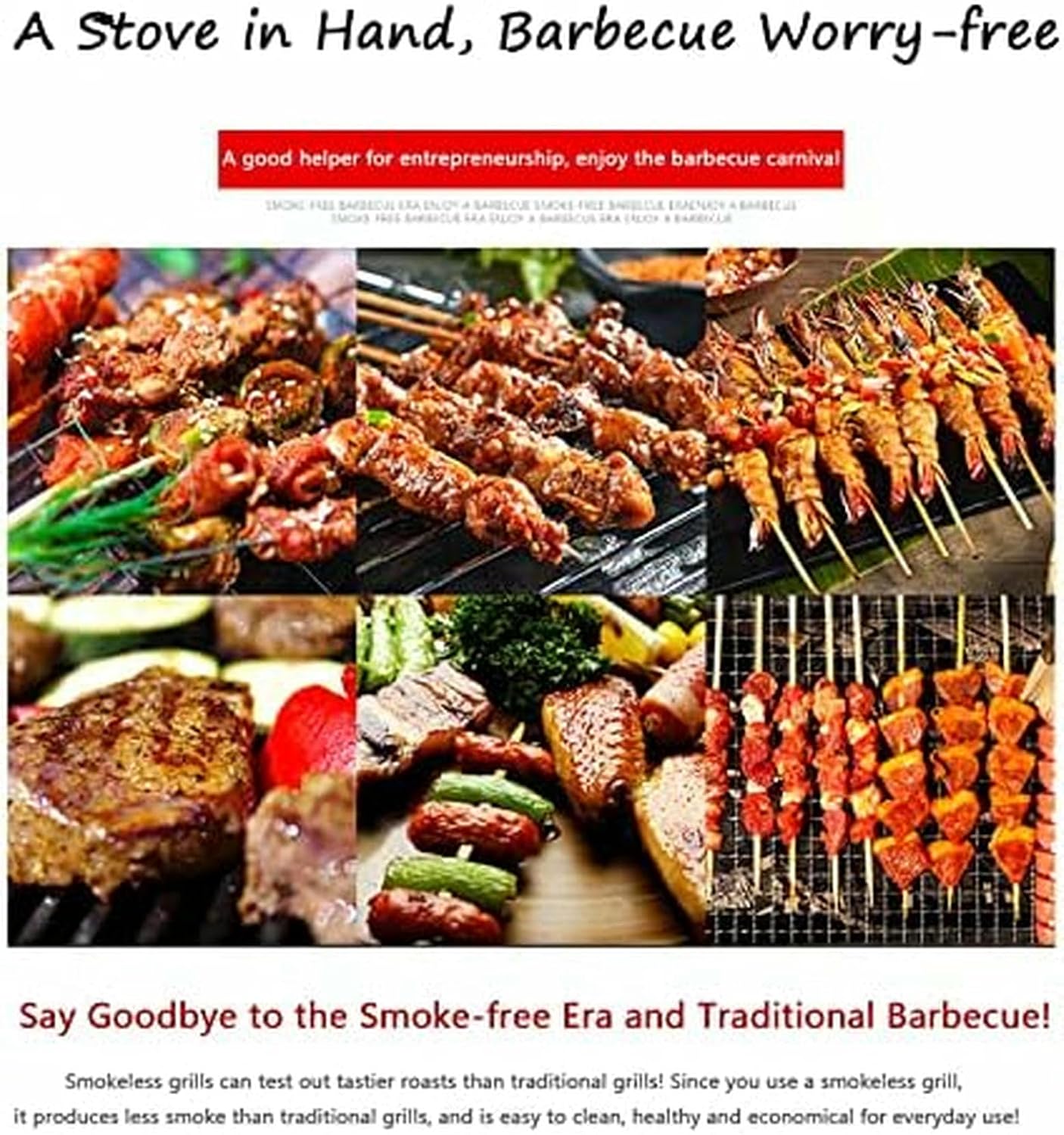 Electric Griddle, Smokeless Portable Grill for Indoor Cooking with Water Drip Tray & Temperature Control