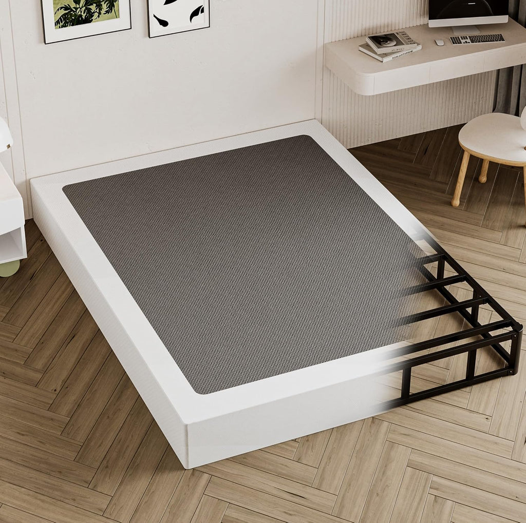 Seiugaga King Box Spring 10 Inch - Heavy Duty Box Spring Mattress Foundation Metal Bed Base with Fabric Cover, Noise Free Easy Assembly Non Slip/Non-Slip/Easy Assembly