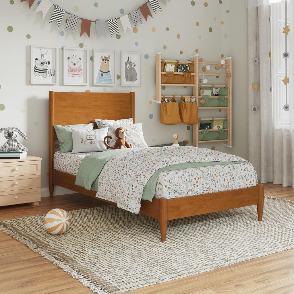 AFI, Pasadena Twin Solid Wood Low Profile Platform Bed, Light Toffee