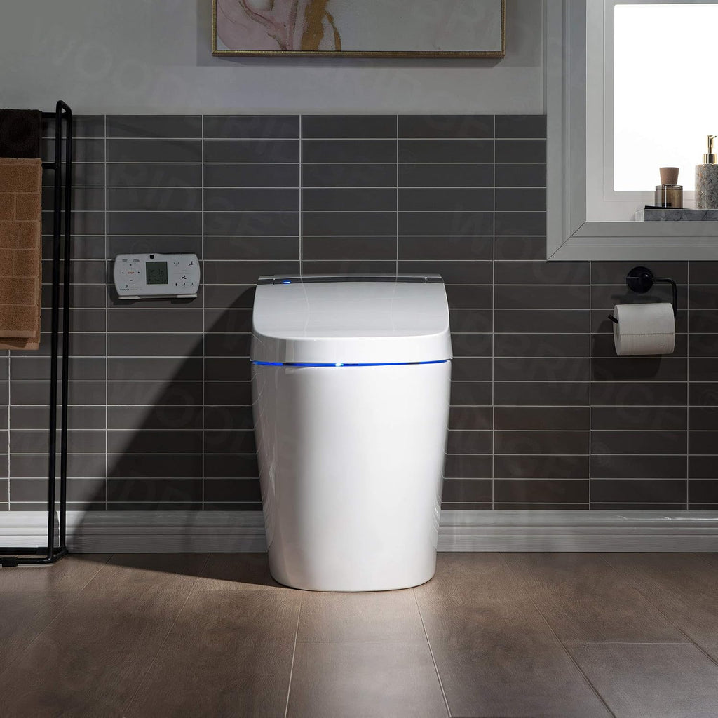 WOODBRIDGE B0960S Auto Flush, Auto Open & Auto Close, 1.28 GPF Single Flush Toilet with Smart Toilet Seat and Wireless Remote Control, Chair Height