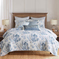 Levtex Home - Coral Landing Quilt Set - Full/Queen Quilt and Two Standard Shams - Coastal - Navy Blue Grey White - Quilt (88x92in.) and Shams (20x26in.) - Reversible - Cotton