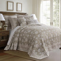 Levtex Home – Adare Taupe Bedspread Set – Twin Bedspread (80x106in.) and 1 Standard Sham (20x26in.) – Floral Botanical Design – Taupe and White – Reversible – Cotton