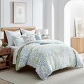 Levtex Home English Forest Green Reversible Full/Queen Comforter Set (90x94in) with 2 Pillowcases (26x20in) - Floral Bedding - Blue, Green - Cotton Full/Queen Size Comforter Set - Soft, Pre-Washed