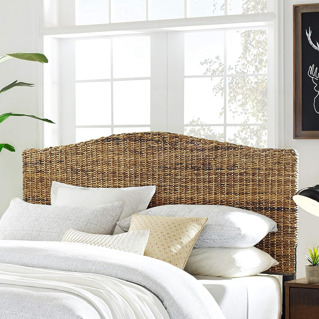 Crosley Furniture Serena Handwoven Natural Fiber Rattan Bed Headboard, Banana Leaf, Queen