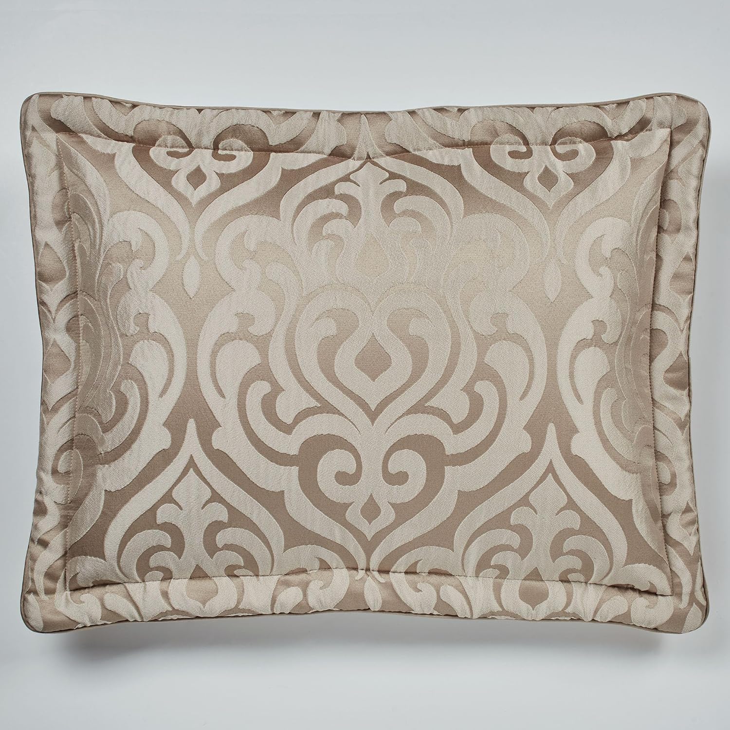 Davenport Luxury Bedding | Neutral Sand and Beige Color Palette | Elegant Jacquard-Woven Puff-Textured Scrollwork Medallions | 3 Piece Bed Set Includes Oversized Queen Bedspread and 2 Standard Shams