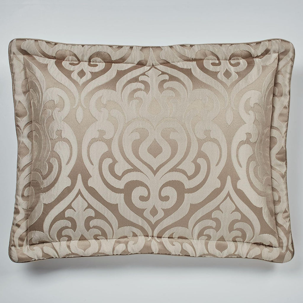 Davenport Luxury Bedding | Neutral Sand and Beige Color Palette | Elegant Jacquard-Woven Puff-Textured Scrollwork Medallions | 3 Piece Bedding Set Includes Oversized King Bedspread and 2 King Shams