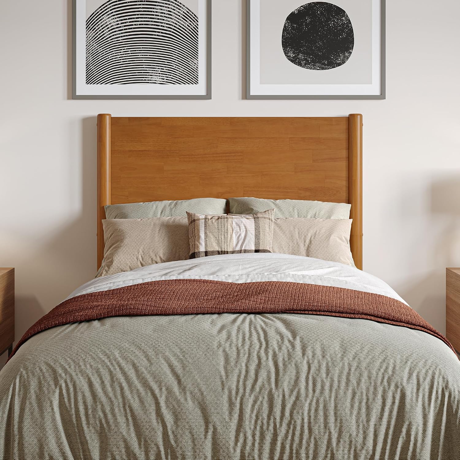 AFI, Pasadena Twin XL Solid Wood Low Profile Platform Bed, Light Toffee