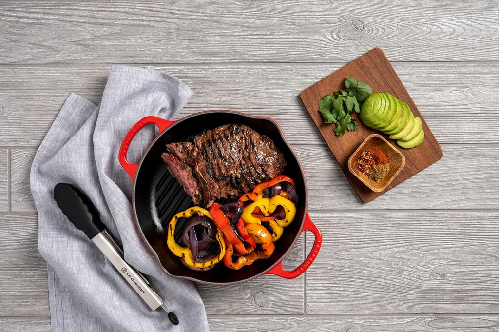 Le Creuset Enameled Cast Iron Signature Deep Round Grill, 9.75', Cerise