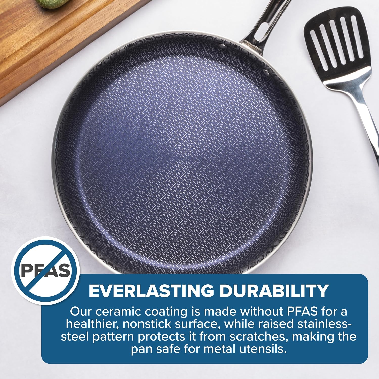 Viking Hybrid Plus 3-Ply Ceramic Nonstick Frying Pan, Made without PFAS, 12-Inch Induction Cookware, Metal Utensil Safe, Oven Safe to 500F