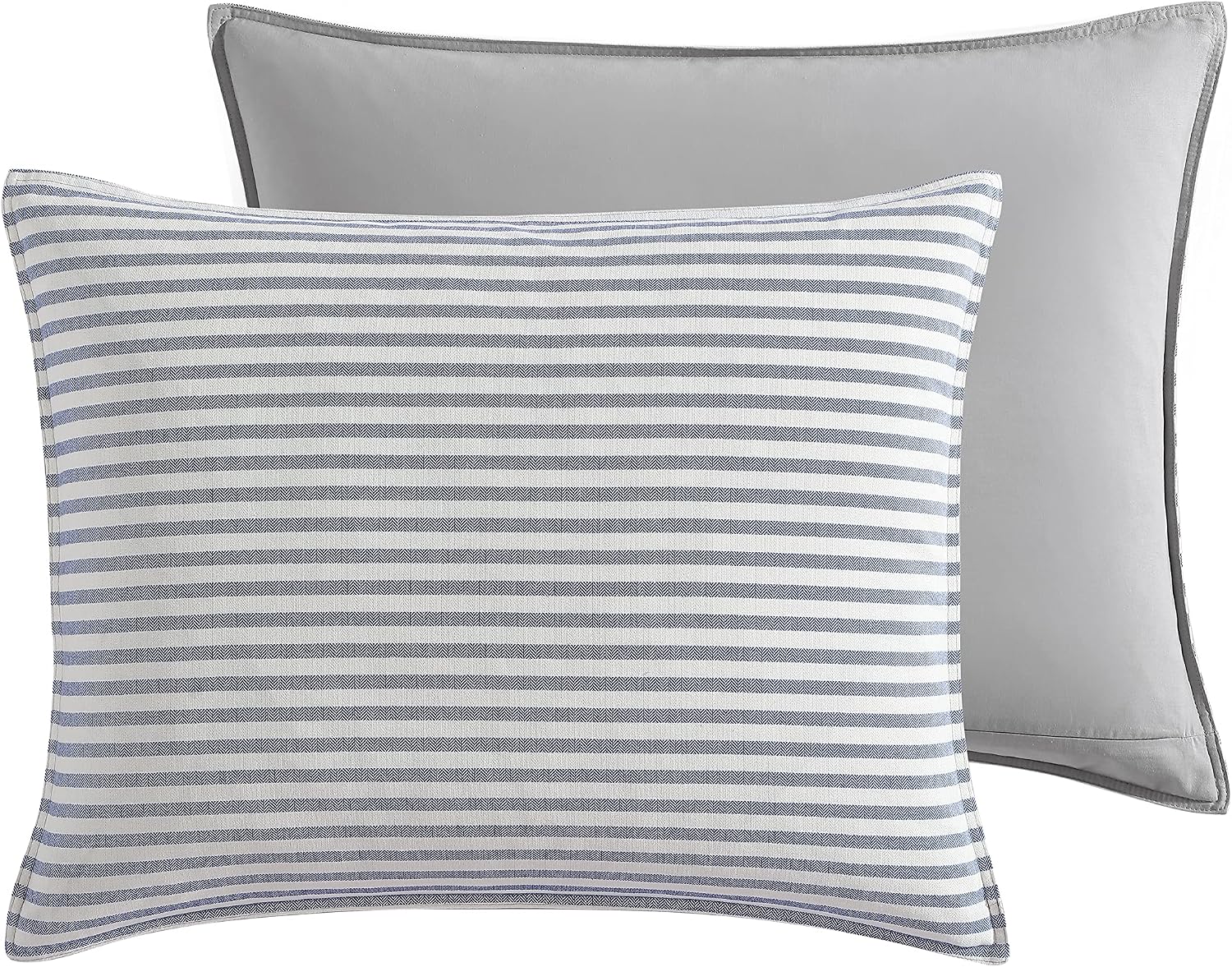 Nautica - King Comforter Set, Soft Yarn-Dyed Cotton Bedding, Medium Weight for Year Round Use, 3 Piece Bed Set with Matching Pillowcases (Fairwater Blue)