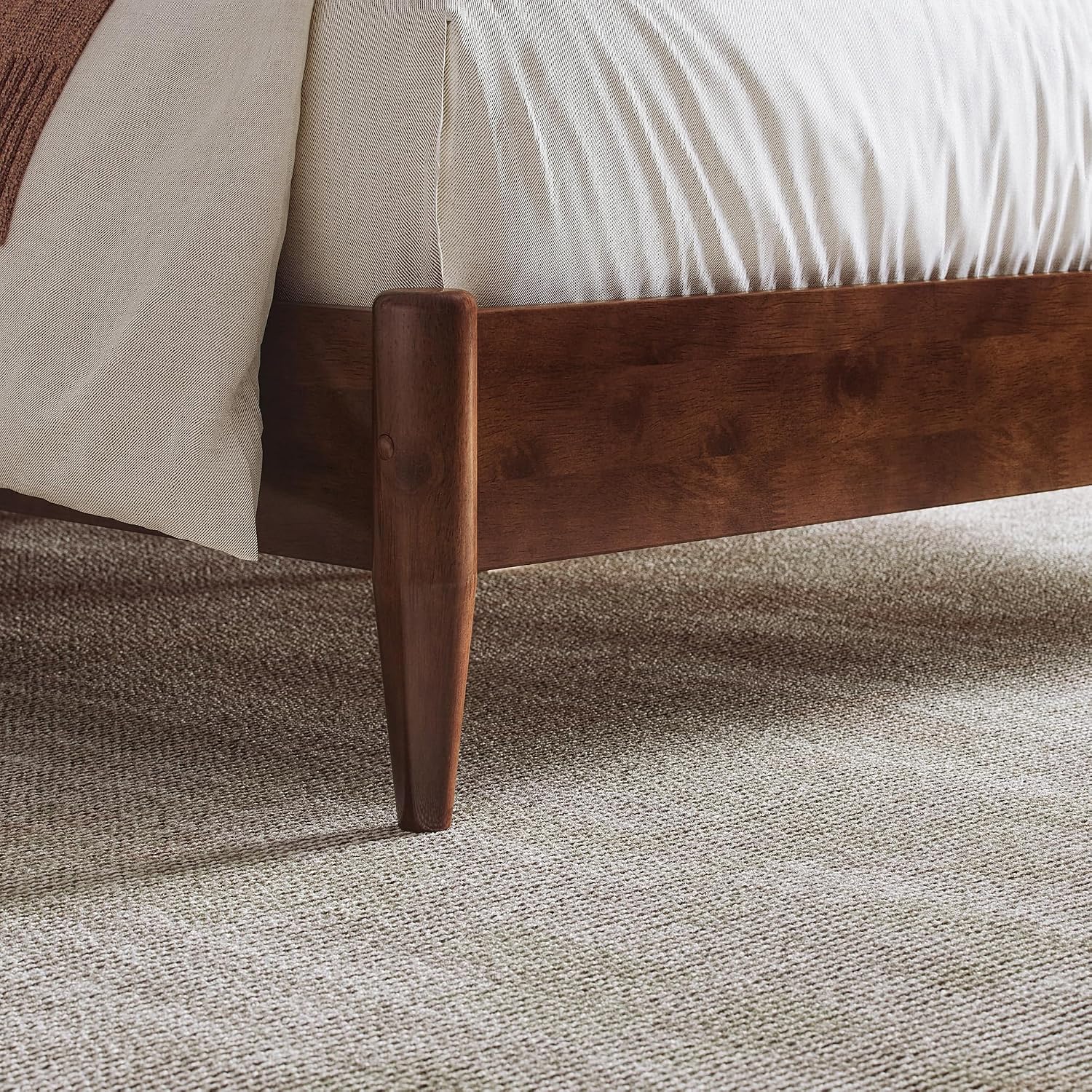 AFI, Charlotte Full Solid Wood Low Profile Platform Bed, Walnut