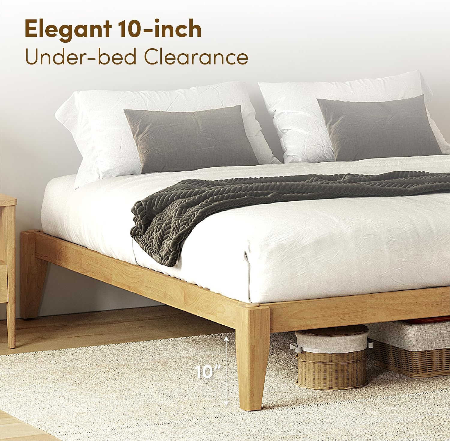 Thor Premium Solid Wood Bed Frame King, Japanese Joinery Bed Frame with Wood Slat Support, Platform Bed, No Box Spring Needed, Easy Assembly, Minimalist & Modern Style (Light Oak)