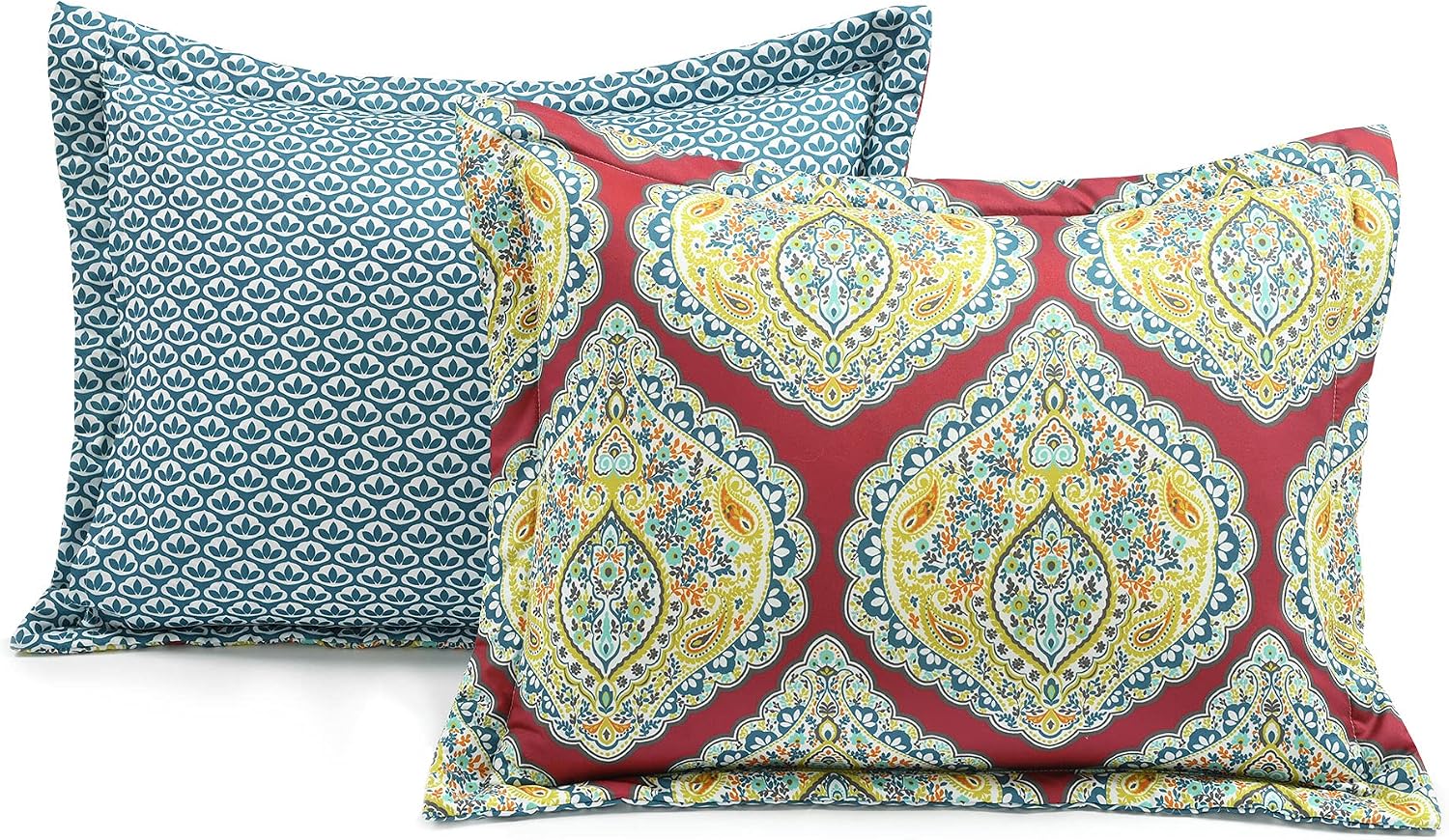 Lush Decor Harley Reversible Comforter King Size 5 Piece Set Red - Boho Bedding Set King Comforter - Red Comforters - Boho Bedroom Decor