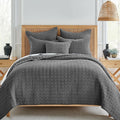 Levtex Home Mills Waffle King/Cal King Quilt Set (106x92in) with 2 Pillow Shams (36x20in) - Charcoal - 100% Cotton King Size Quilt Bedding Set - Lightweight, Soft, Pre-Washed