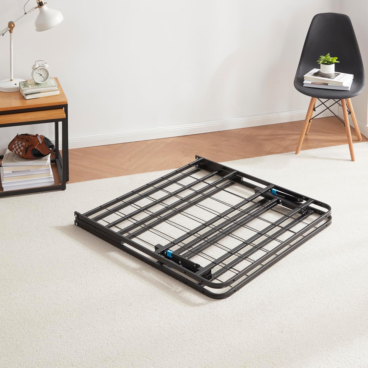 Nestl Twin Bed Frame, Foldable Bed, Platform Bed Frame, Steel, Easy Tool Free Assembly, 14 Inches High, Twin, Black