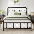 Allewie 14 Inches Full Size Metal Platform Bed Frame with Victorian Style Iron-Art Headboard/Footboard, Mattress Foundation, Easy Assembly, Under Bed Storage, No Box Spring Required, Black