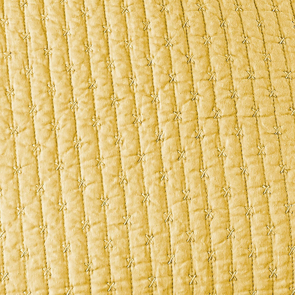 Levtex Home Cross Stitch Reversible King/Cal King Quilt Set (106x92in) and 2 Pillow Shams (36x20in) - Stitch Texture - Yellow - Cotton King Size Quilt Bedding Set - Lightweight Soft Pre-Washed