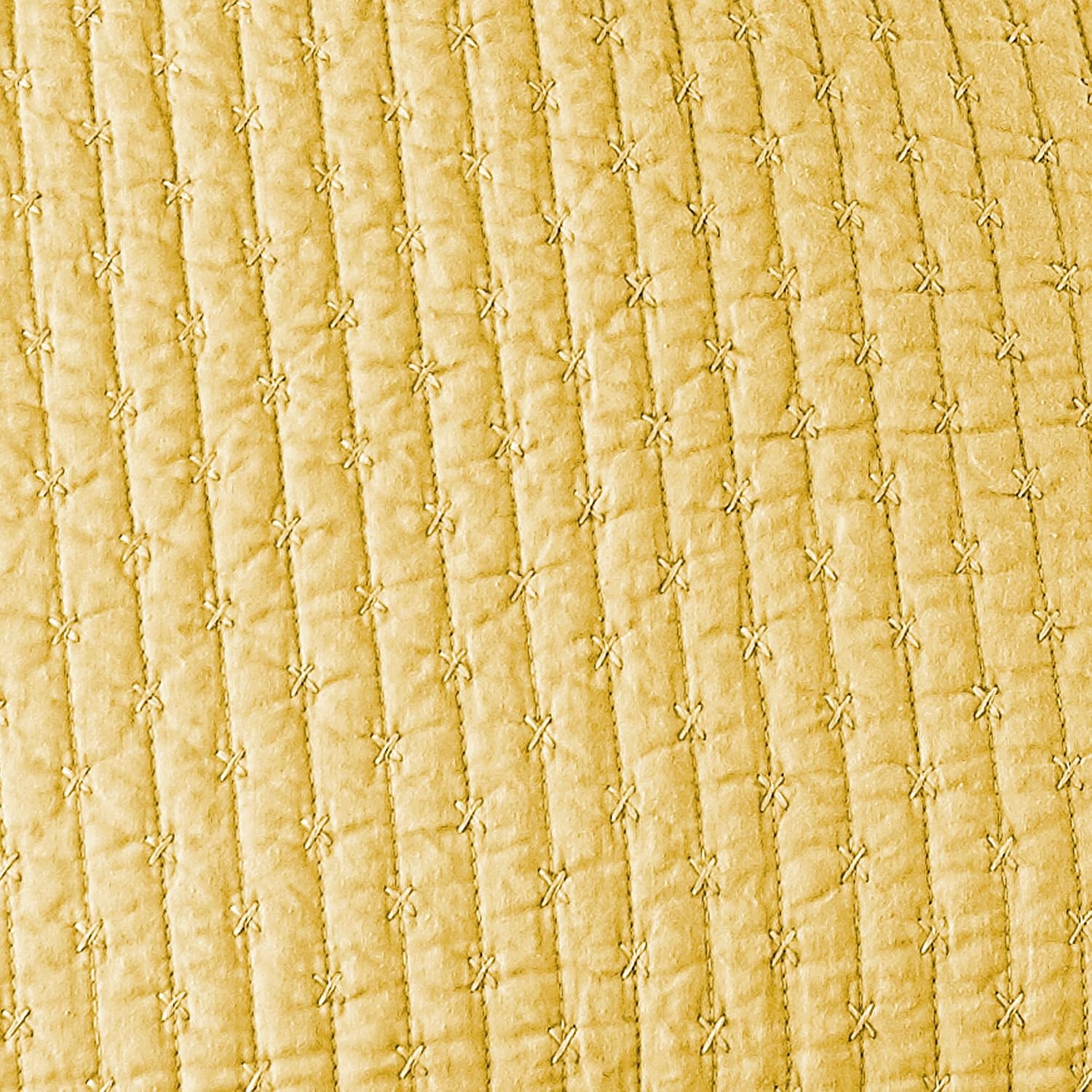 Levtex Home Cross Stitch Reversible King/Cal King Quilt Set (106x92in) and 2 Pillow Shams (36x20in) - Stitch Texture - Yellow - Cotton King Size Quilt Bedding Set - Lightweight Soft Pre-Washed
