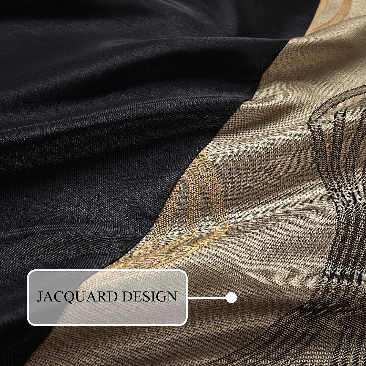 Stratford Park Black King Size Comforter Set, 7 Pieces Jacquard Bedding Sets with Comforter, Bed Skirt, Pillows & Shams, Lightweight Microfiber, Black and Gold, All Season Bedroom Home Décor